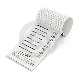 3D transaction receipt icon isolated on white background