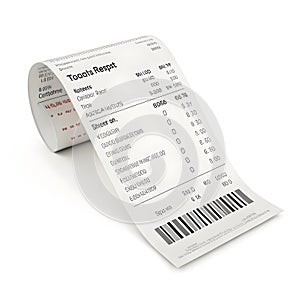 3D transaction receipt icon isolated on white background