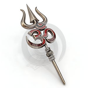3D Trishul and Om Symbol Vector photo