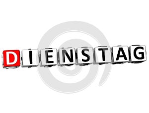 3D Tuesday in German Language Button Click Here Block Text