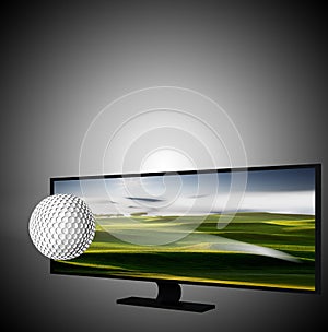 3D TV with golf ball on the display