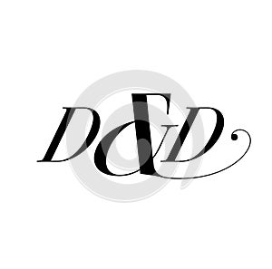 D and D typography vector monogram in calligraphy style