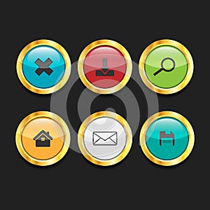 3D ui Circle button Icon Set