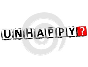 3D Unhappy Button Click Here Block Text