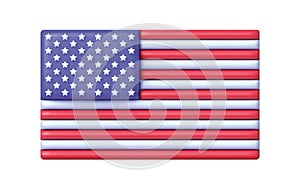 3d USA flag on white background. United State of America flag. Vector illustration