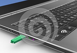 3d usb flash drive connected to laptop