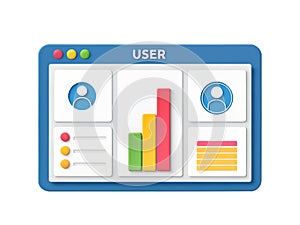 3D User Interface Dashboard With Analytics data statistics