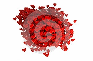 3d valentine composition of hearts with white background photo
