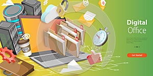 3D Vector Conceptual Illustration of Digital Office