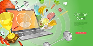 3D Vector Conceptual Illustration of Online Coach