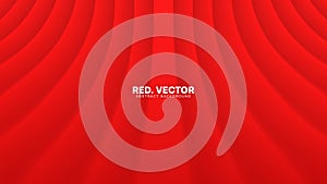 3D Vector Curved Smooth Lines Deep Red Abstract Background