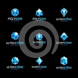 3d vector digital wireframe objects created with lines mesh. Low
