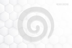 3D Vector Hex Blocks White Abstract Background