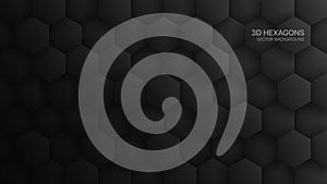 3D Vector Hexagon Pattern Dark Gray Abstract Background