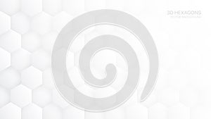 3D Vector Hexagon Pattern White Abstract Background