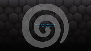 3D Vector Hexagons Grid Pattern Technological Dark Gray Abstract Background