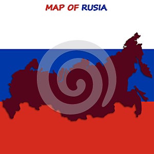 3d  map of rusia with flag background photo