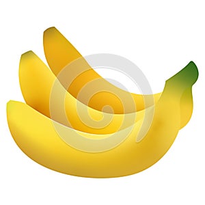 3d vector realistic illustration of bunch of bananas. Banana isolated on white background, banana icon