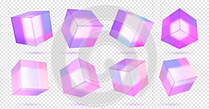 3d vector render glass cube set. photo