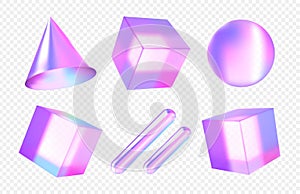 3d vector render glass cube set. photo
