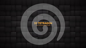 3D Vector Tetragonal Blocks Dark Gray Abstract Background