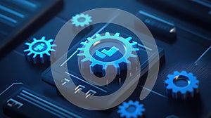 3d vector update icon with glassmorphism effect, featuring floating gears symbolizing system updates and modern technology