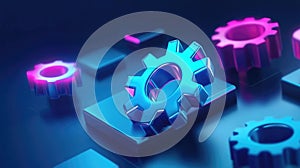 3d vector update icon with glassmorphism effect, featuring floating gears symbolizing system updates and modern technology