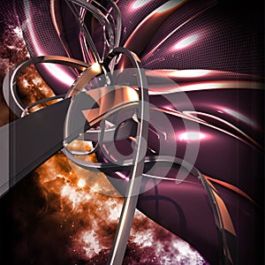 3D Vector wave lines pattern smooth curve flowing dynamic white light.