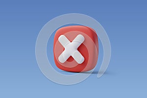 3d Vector Wrong Checkmark box, Disapprove or Wrong Choice concept