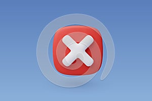 3d Vector Wrong Checkmark box, Disapprove or Wrong Choice concept