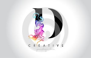 D Vibrant Creative Leter Logo Design with Colorful Smoke Ink Flo