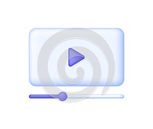 3D Video Player interface isolated on white background. Play button. Multimedia and video concept.