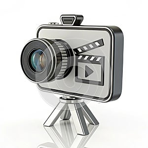 3D Videography Icon on White Background photo