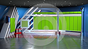 3D Virtual News Studio Background, 3d rendering