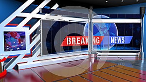 3D Virtual News Studio Background, 3d rendering