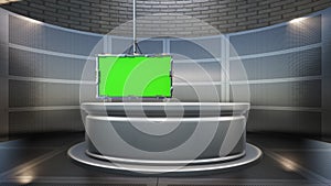 3D Virtual TV Studio News , TV On Wall.3D Virtual News Studio Background
