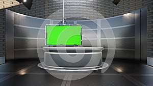 3D Virtual TV Studio News , TV On Wall.3D Virtual News Studio Background