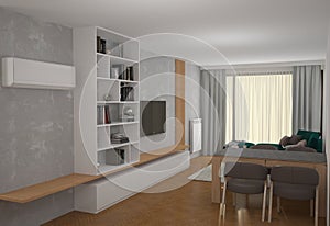 3D visualization of a bakery interior design