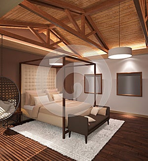 3D visualization of a bedroom interior design