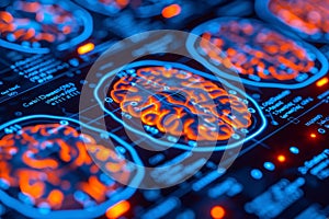 3d visualization of brain anatomy with highlighted features in a medical background