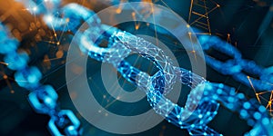 Digital Blockchain Chain Links with Binary Code, Representing Blockchain Technology