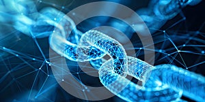 Digital Blockchain Chain Links with Binary Code, Representing Blockchain Technology