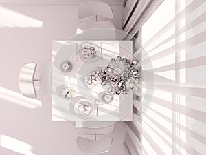 3D visualization of interior designkitchen in a studio apartment