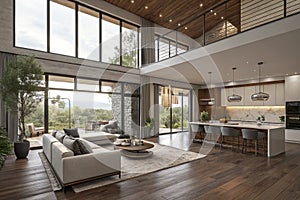 3D visualization of modern house interior