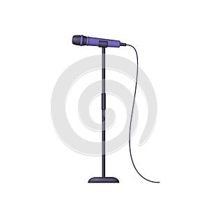 3D vocal microphone with stand and wire isolated on white background
