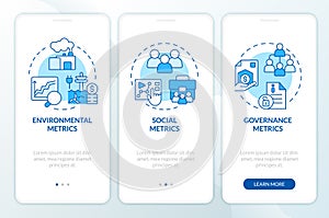 2D walkthrough climate metrics with blue icons concept