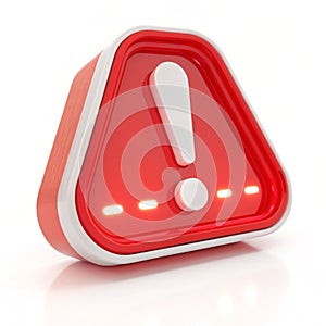 3D Warning light icon isolated on white background