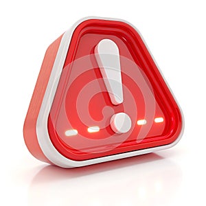 3D Warning Light Icon Render Isolated on White Background