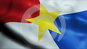 3D Waving Colombia City Flag of Monteria Closeup View photo