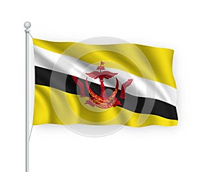 3d waving flag Brunei Isolated on white background